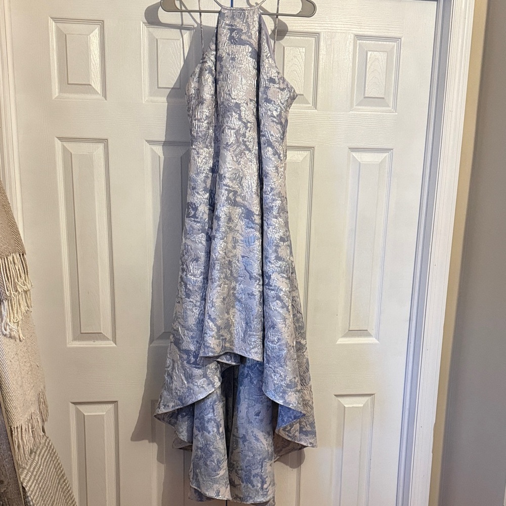 Calvin Klein Formal Elegant Silver High-Low Dress